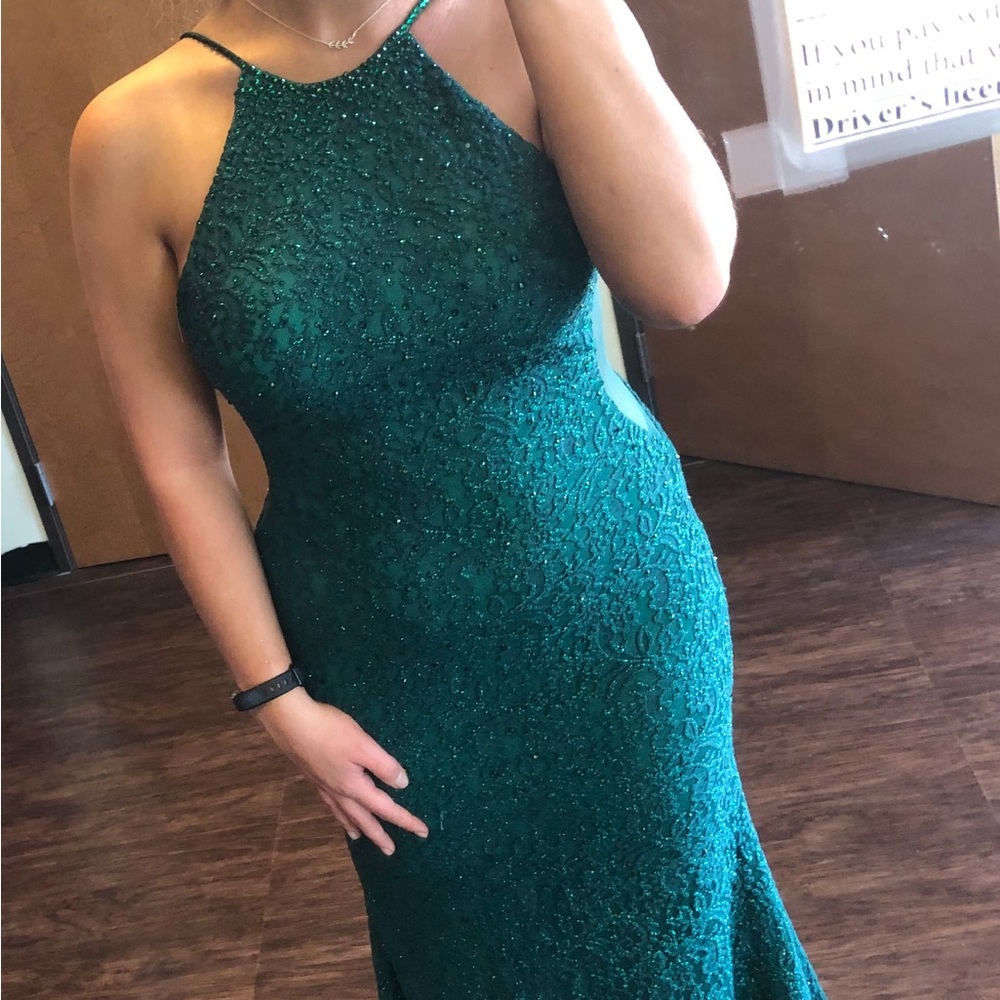 Jovani Green Backless Gown - Picture 2 of 4